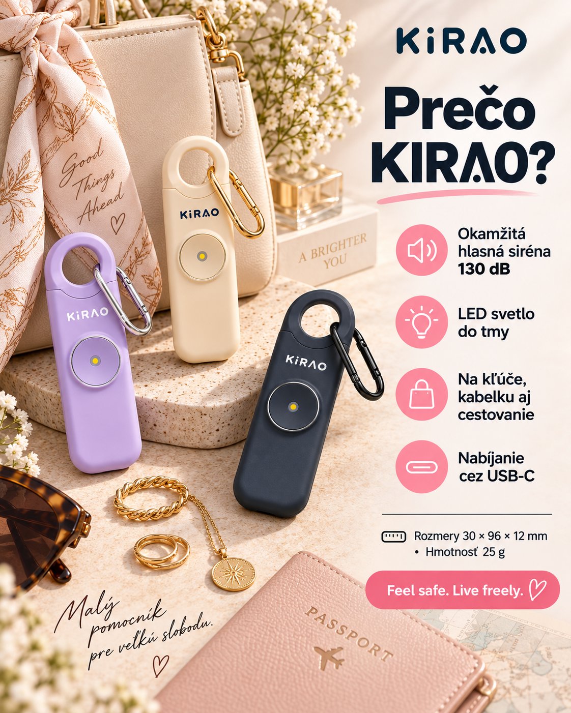 KIRAO osobný alarm · infografika